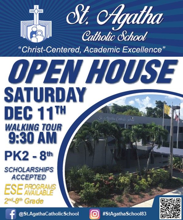St. Agatha Catholic School Open House, Saturday, December 11th, 2021 at at 9:30 AM